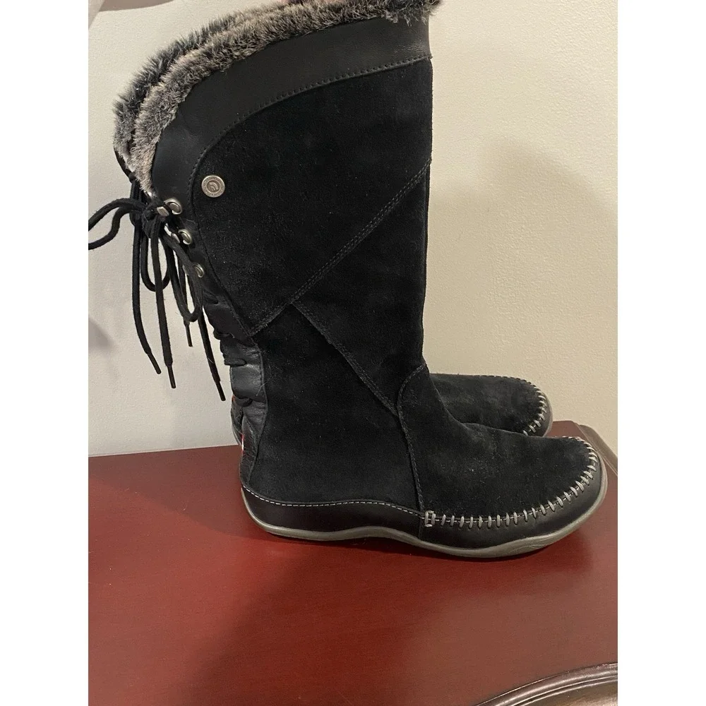 The North Face AHDZ PRIMALOFT Snow Boots Black Suede Faux Fur Lined Women's 7